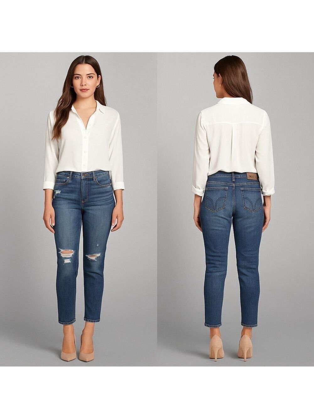 🌵 HOLLISTER Women’s Mid-Rise Distressed Vintage Boyfriend Jeans Sz 3 🐚✨